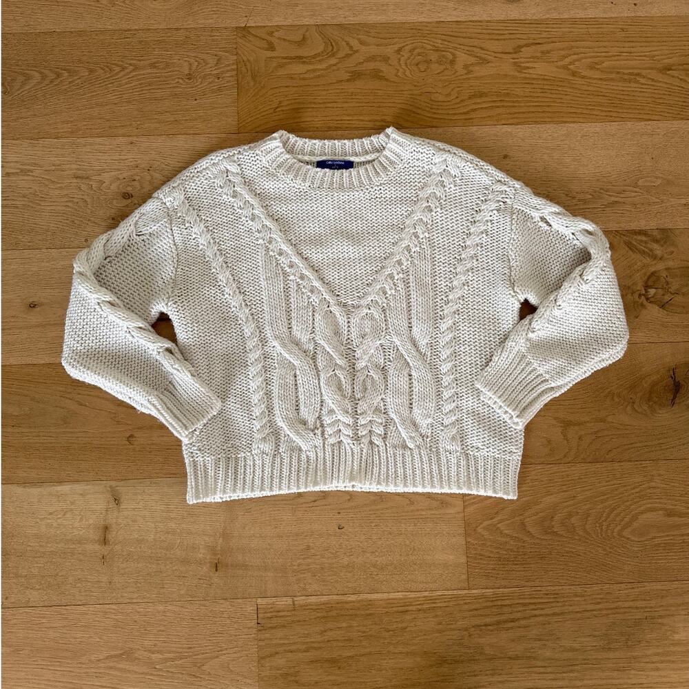 Cara Santana x Apt 9 - Cable Knit Crew Neck Sweater in Beige